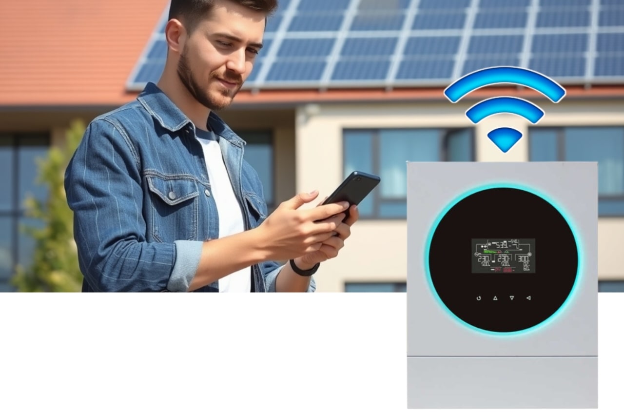 نظارت از طریق موبایل با WIFI داخلی در سانورتر axpert